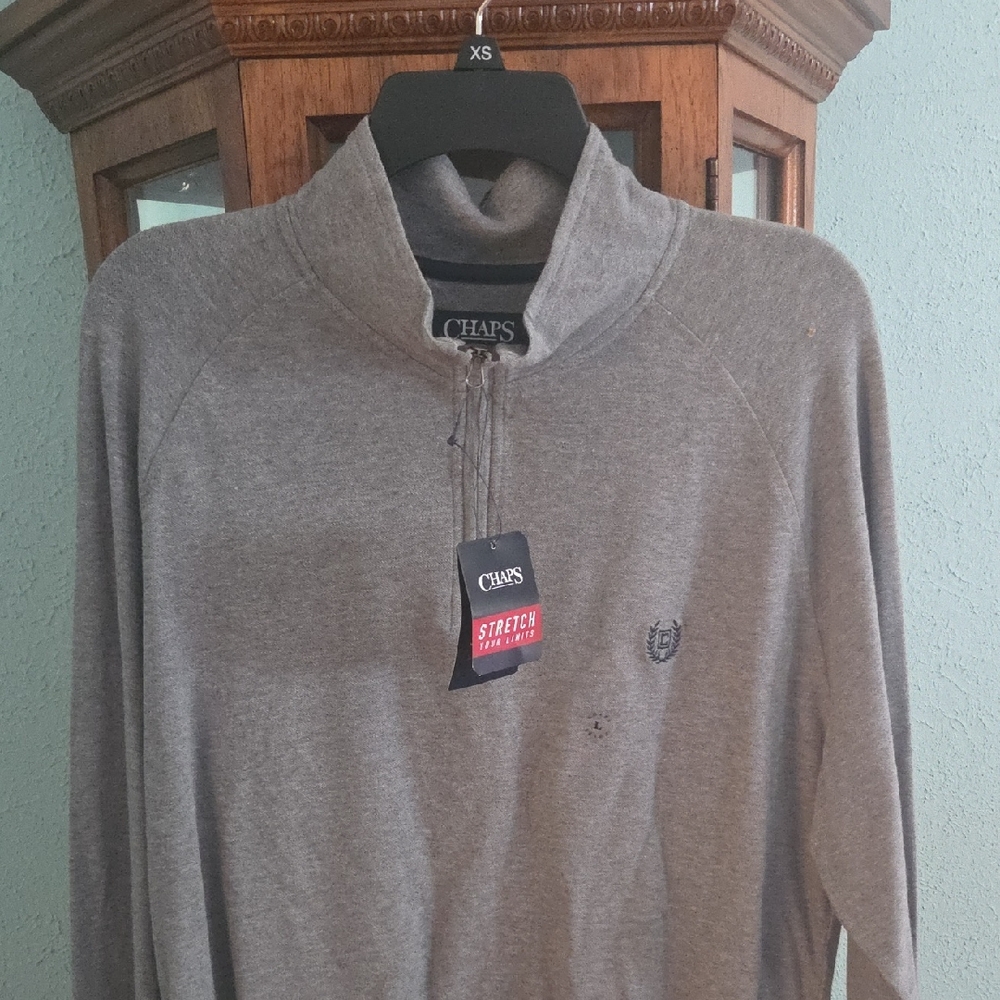 Chaps Gray Zip Up Sweater